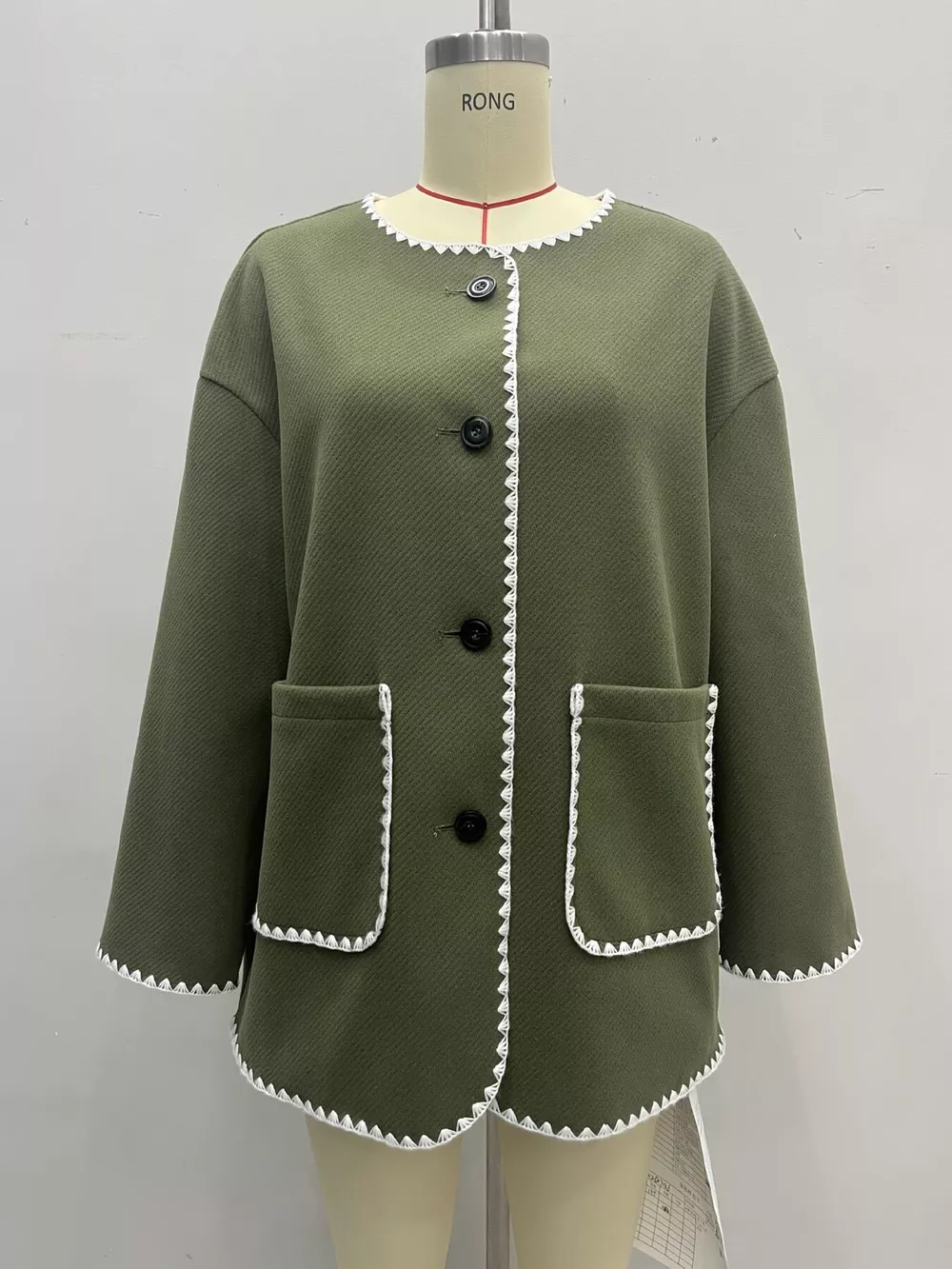 Contrast Trim Button-Front Outerwear, image 6