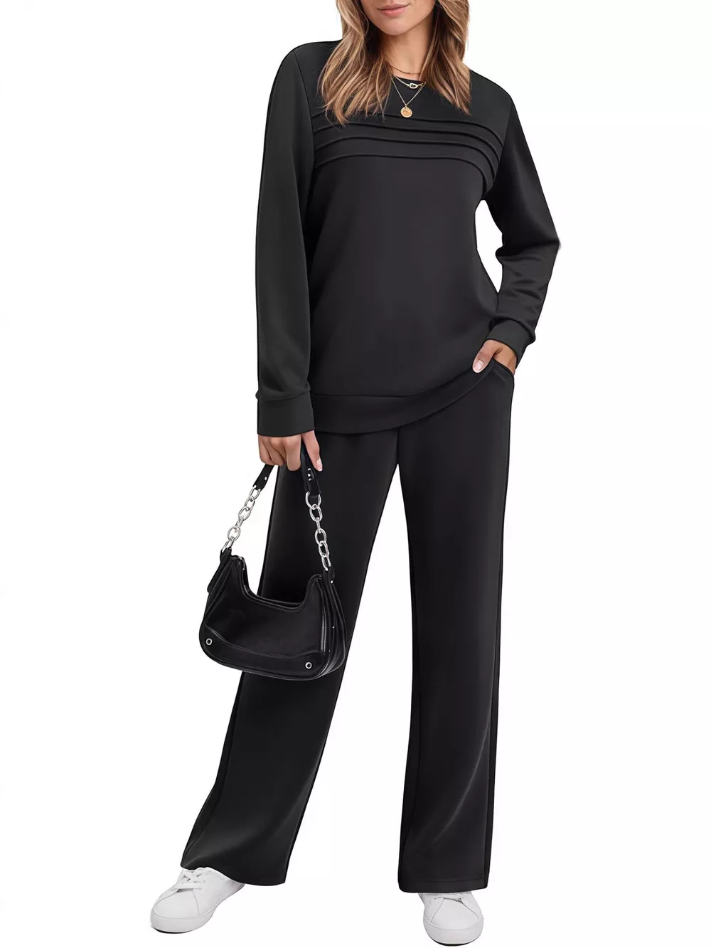 Full Size Casual Long Sleeve Top and Pants Set Plus Size, image 20