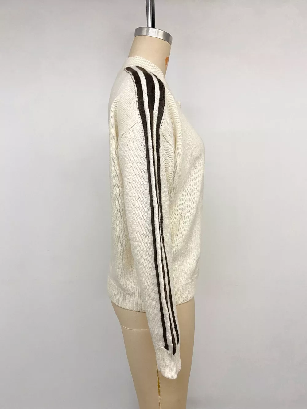 Chinese Knot Button Cardigan with Contrast Side Stripes, image 13