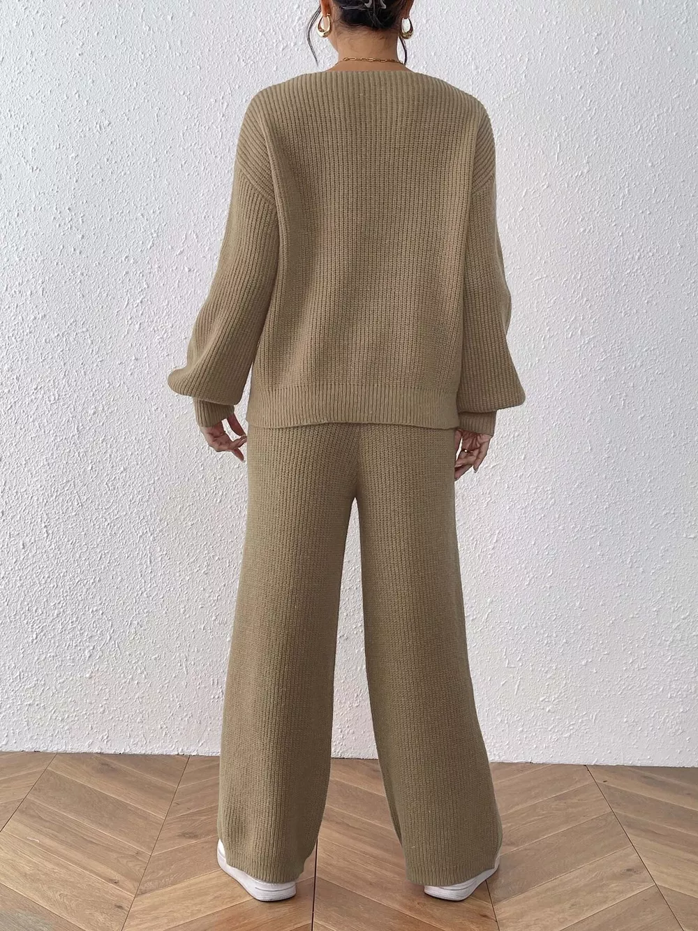 V-Neck Sweater and Pants Sweater Set, image 6