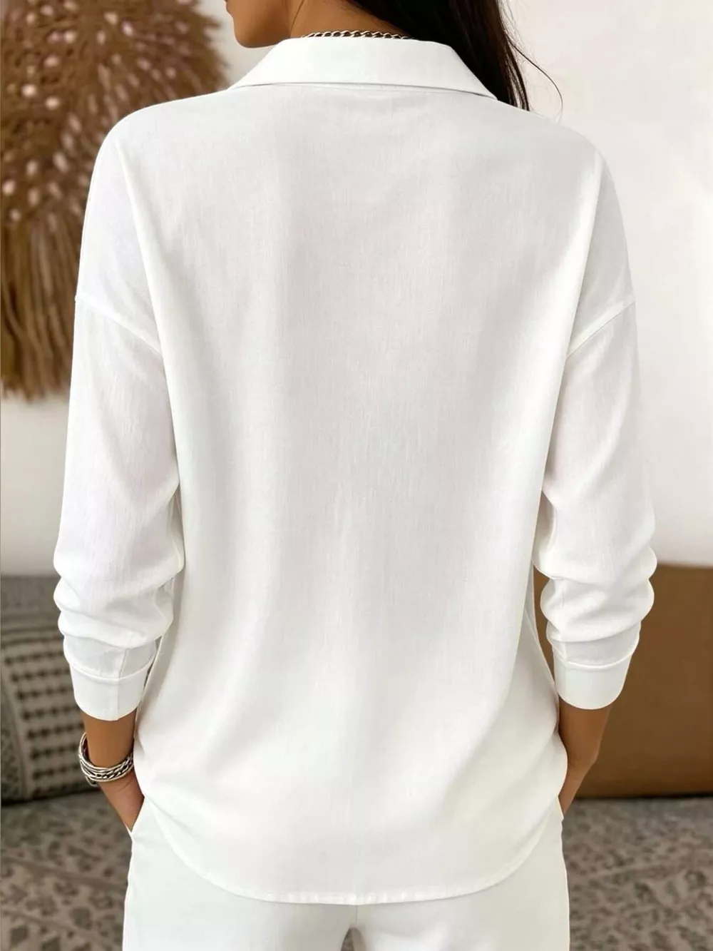 Waffle Knit Snap Down Blouse, image 8