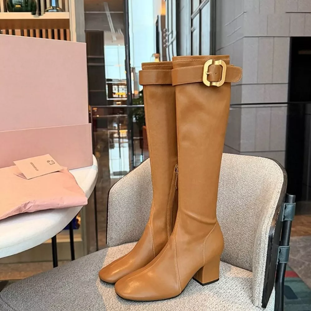 Square Toe Block Heels Boots, image 5
