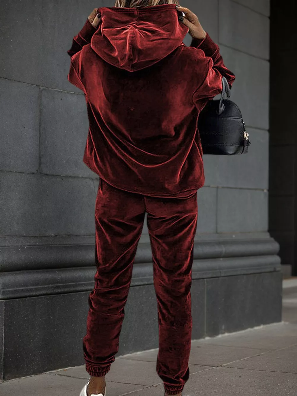 Velvet Long Sleeve Hoodie and Pants Set, image 6
