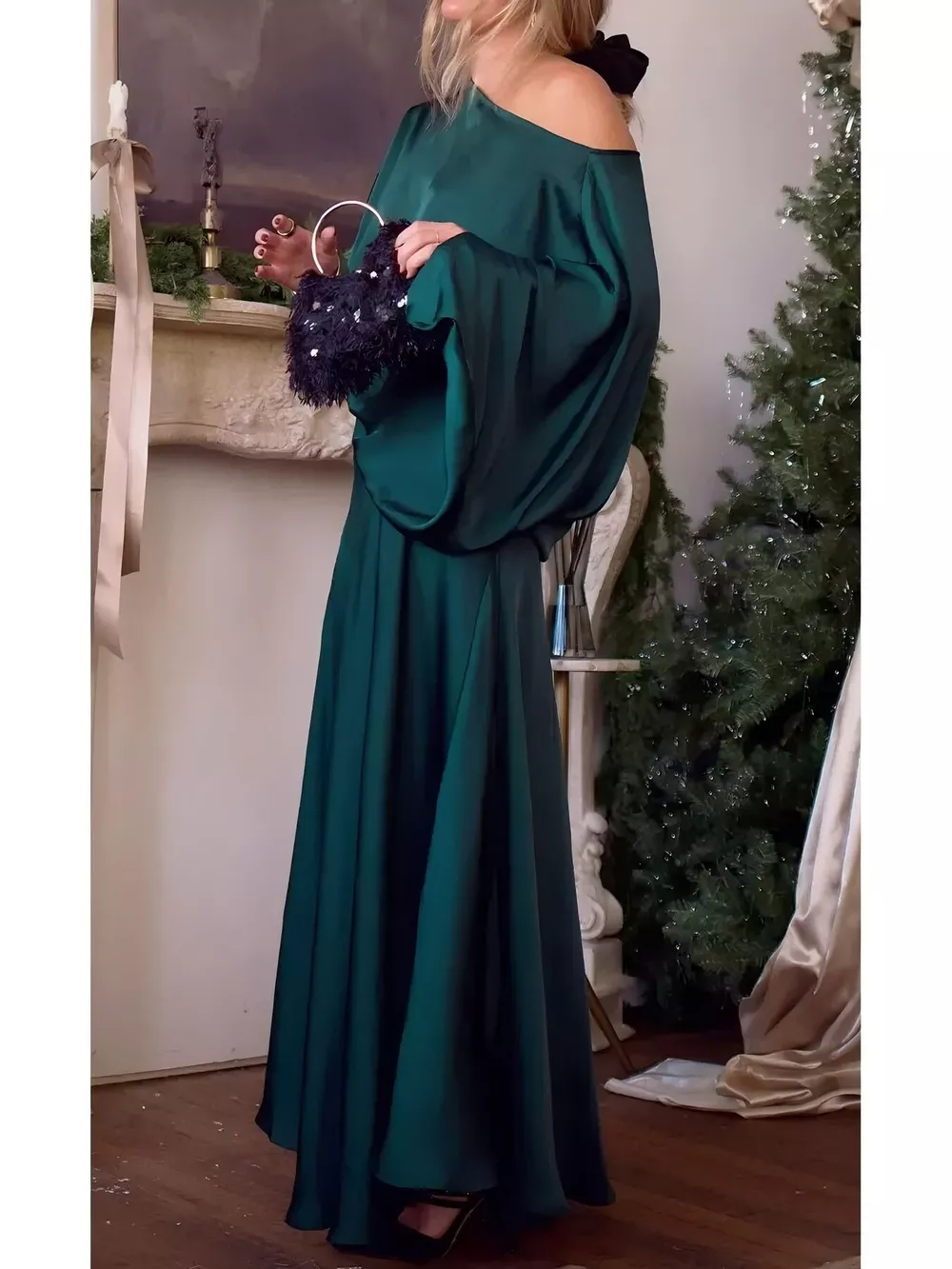 Full Size Elegant Batwing Sleeve Maxi Dress Plus Size, image 8