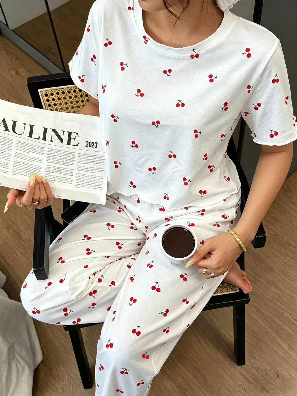 Polka Dot Short Sleeve Top and Shorts Set, image 14