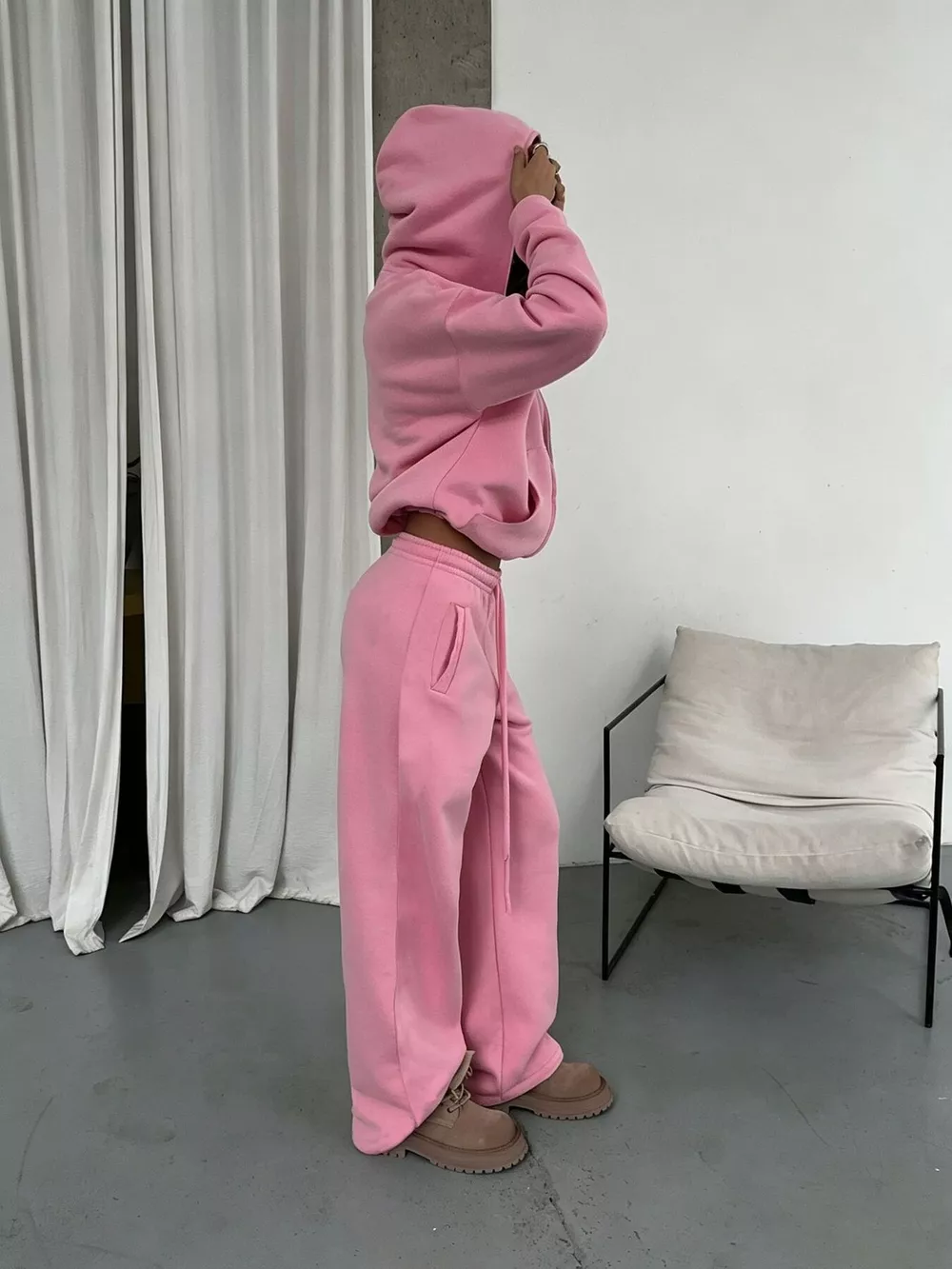 Casual Zip-Up Hoodie and Wide-Leg Sweatpants Set, image 16