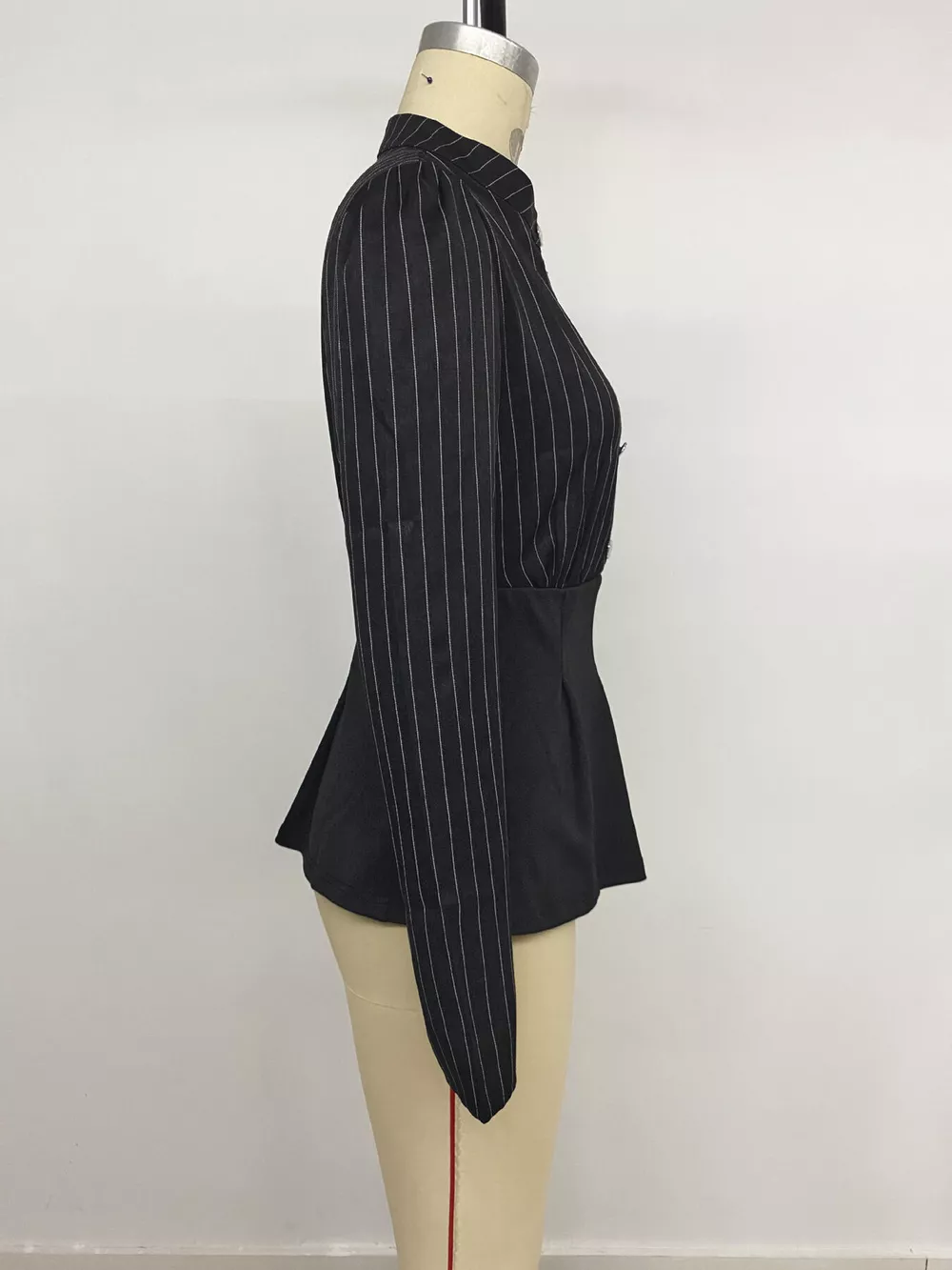 Striped Long Sleeve Peplum Blouse, image 7