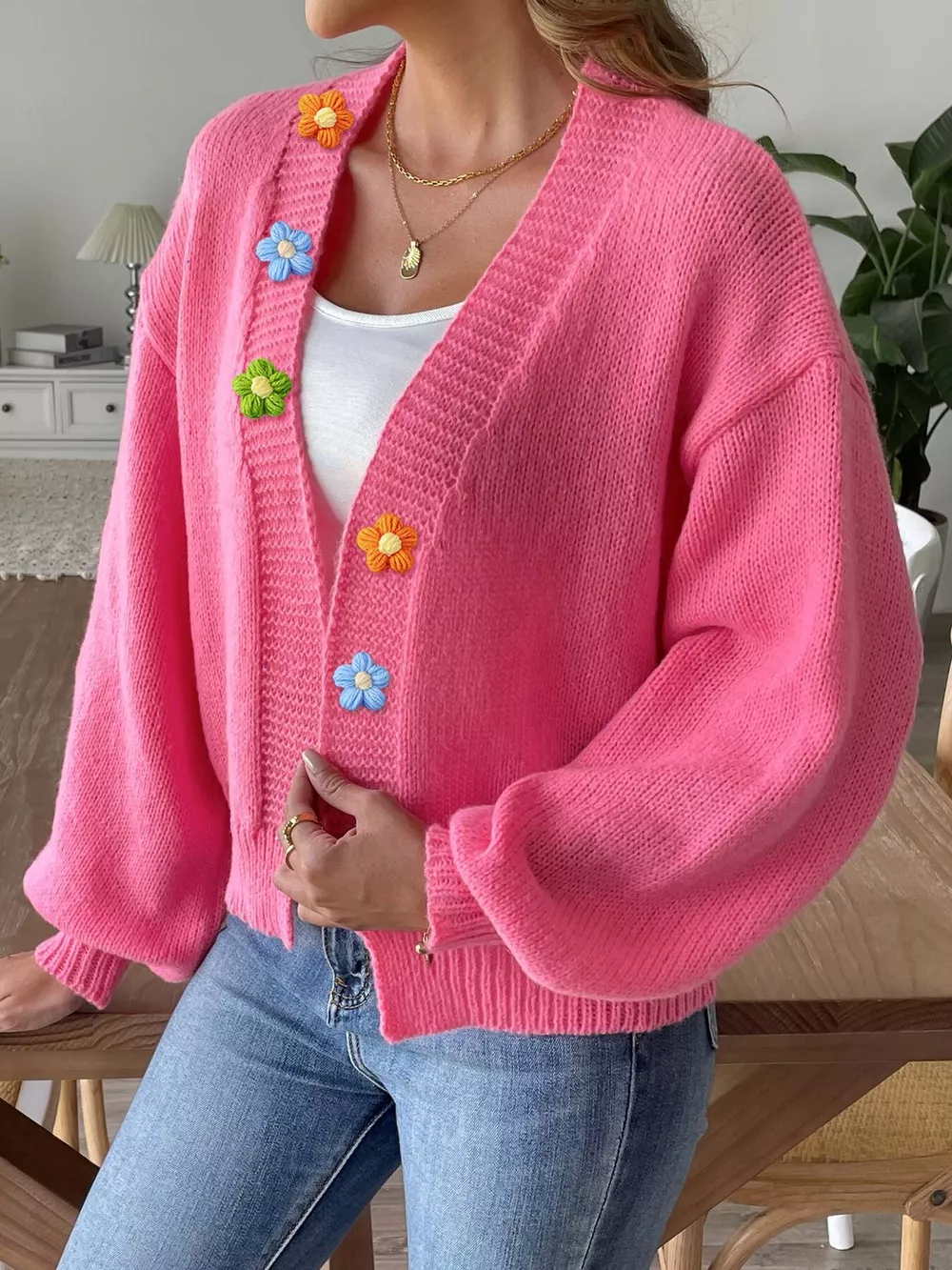 Flower Open Front Cardigan, image 6