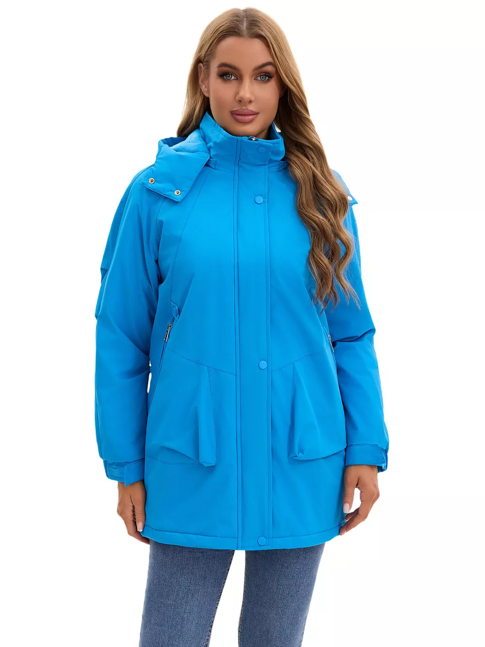 Full Size Hooded Mid-Length Windproof Outerwear Plus Size, image 12