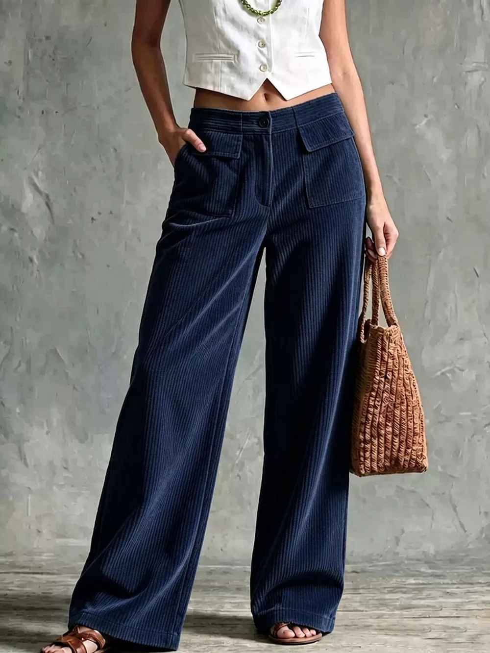 Full Size Wide-Leg Corduroy Pants Plus Size, image 6
