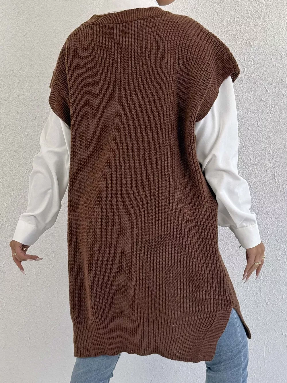 Embroidered Bow V-Neck Sweater Vest, image 7