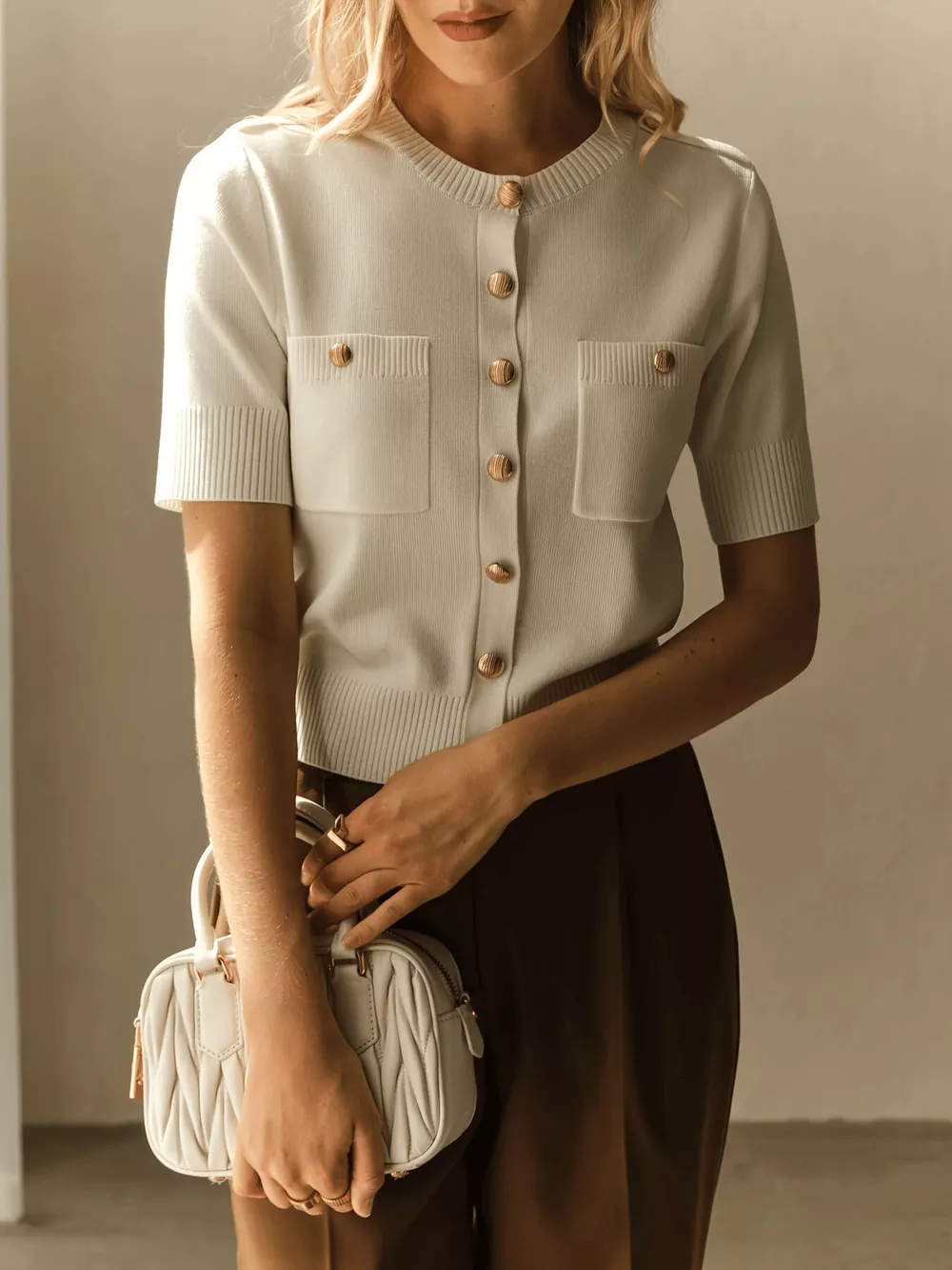 Button-Down Short Sleeve Cardigan, image 5