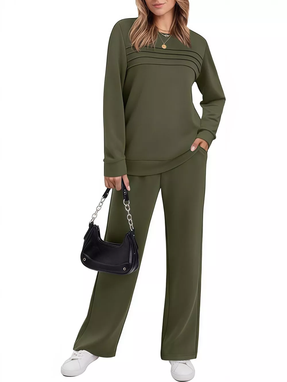 Full Size Casual Long Sleeve Top and Pants Set Plus Size, image 21
