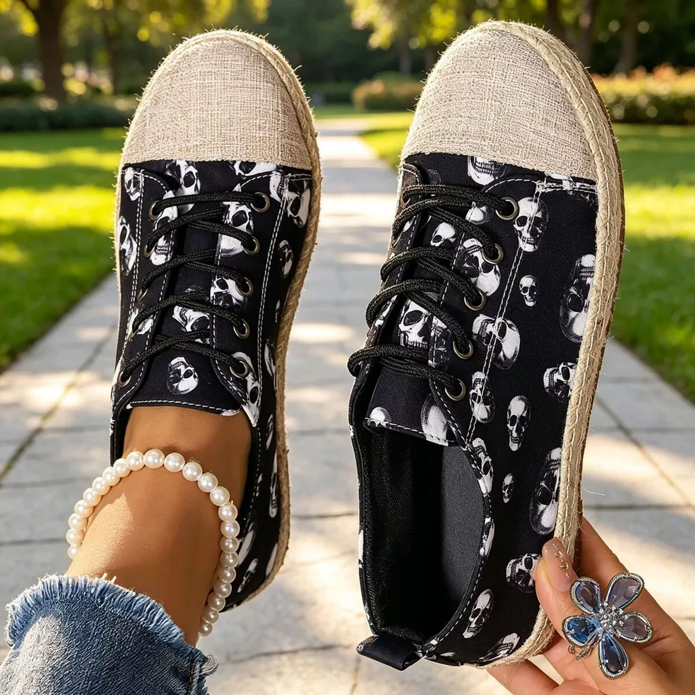 Lace-Up Flat Round-Toe Breathable Sneakers, image 6