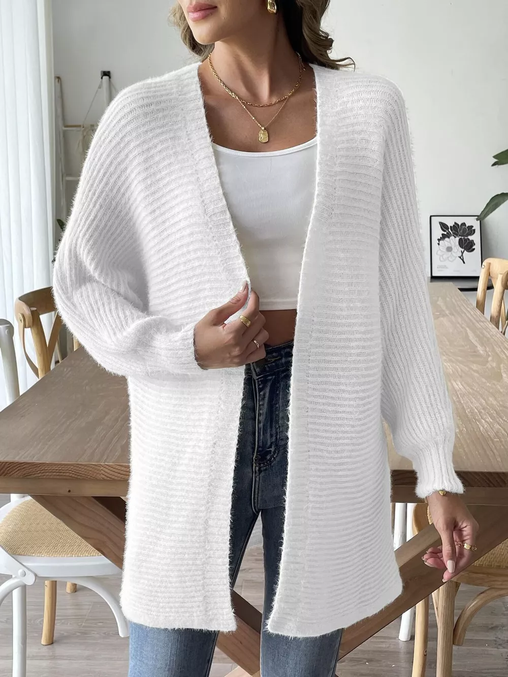 Open Front Drop Shoulder Cardigan, image 12