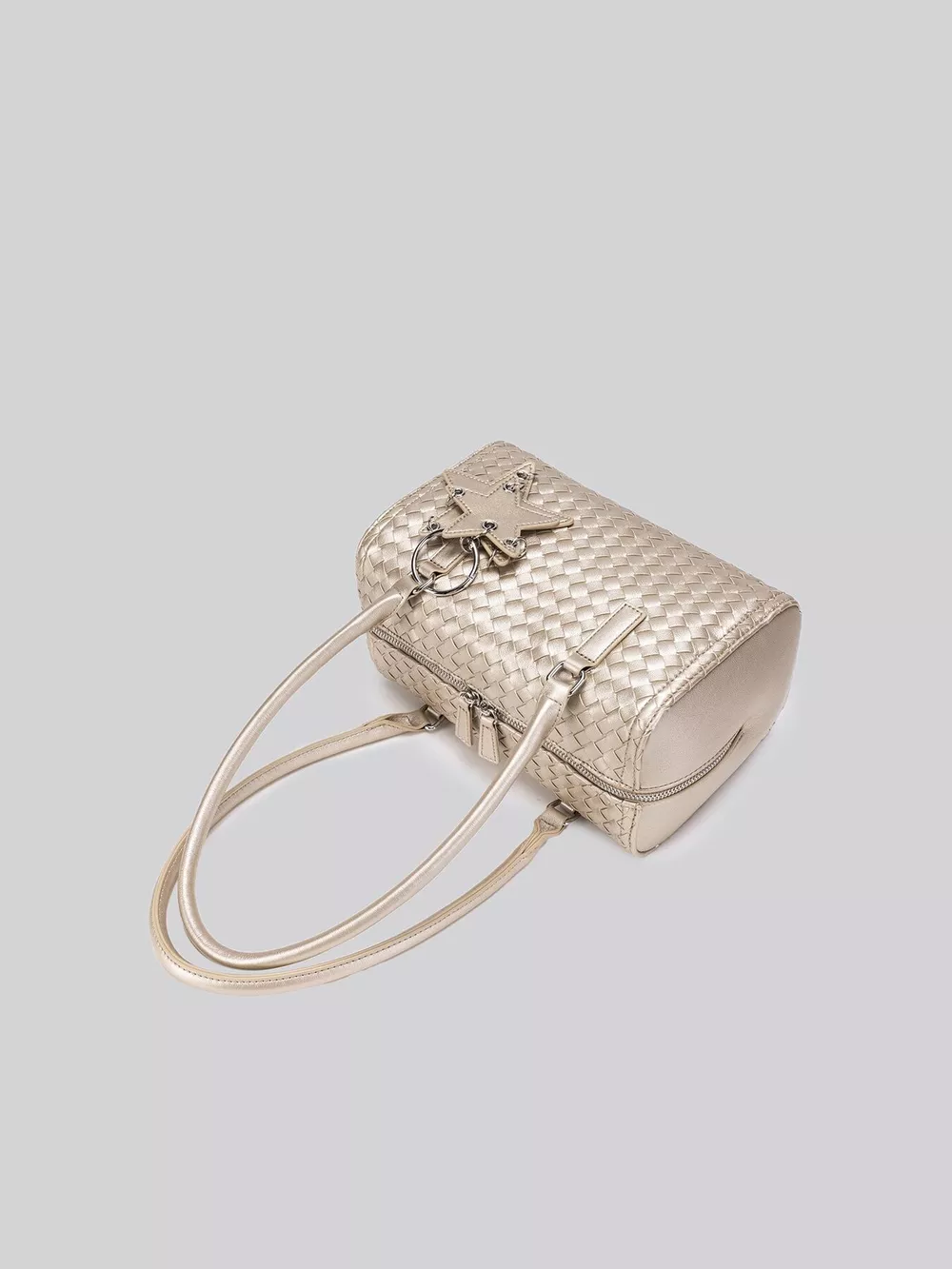 Metallic Woven Texture Shoulder Bag with Star Charm, image 9