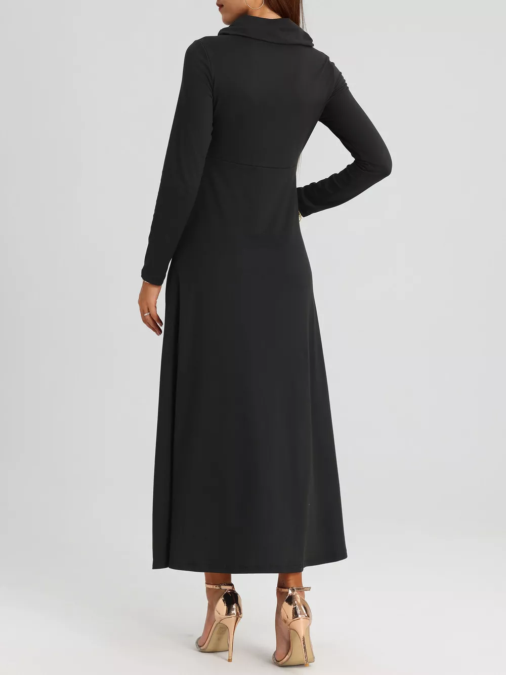 Cowl Neck Long Sleeve Midi Dress, image 10