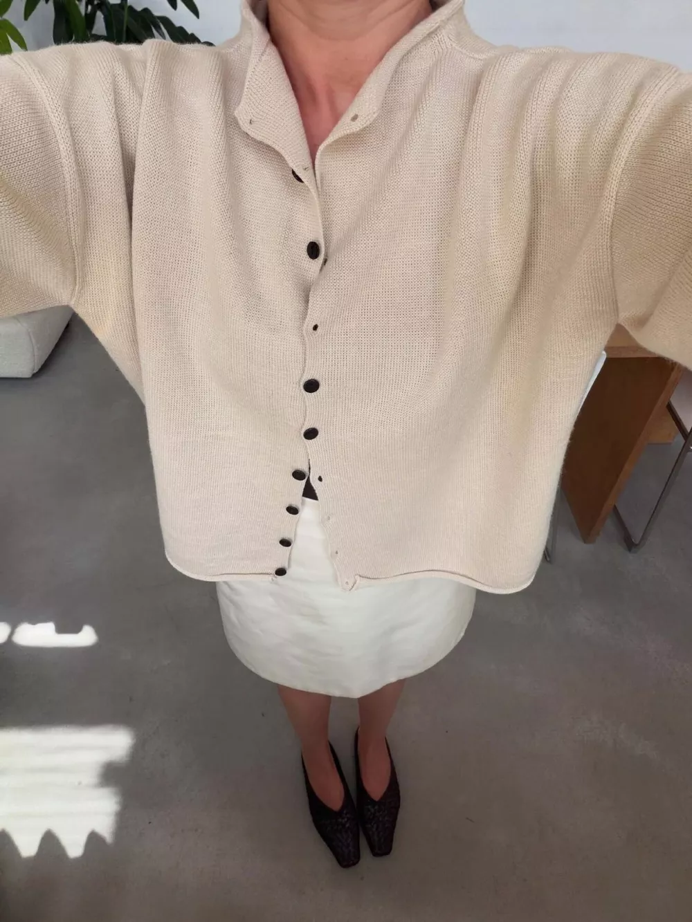 Mock Neck Button-Down Knit Cardigan, image 9