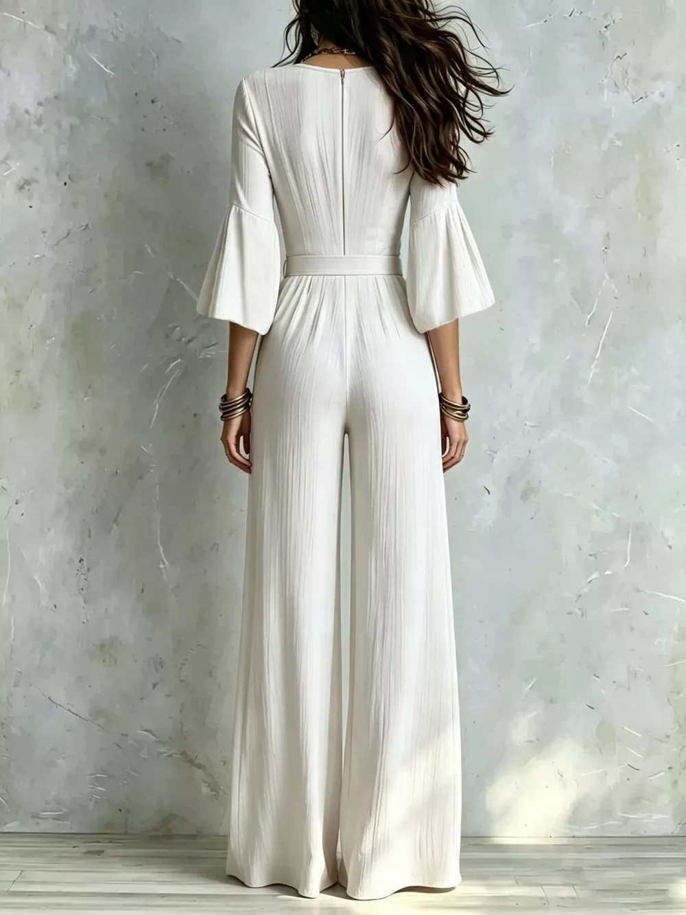 Pleated Wide-Leg Jumpsuit with Tie-Waist, image 10