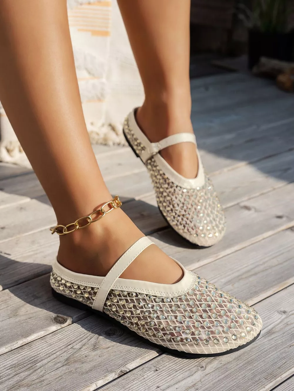 Sparkling Mesh Ballet Flats Sandals, image 6