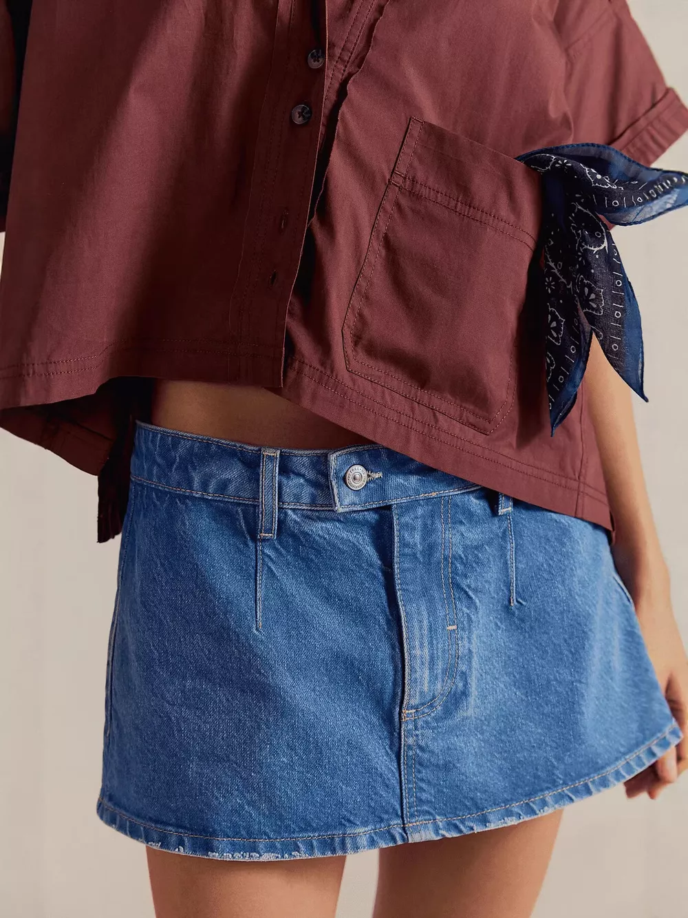 Classic Wash Denim Mini Skort, image 2