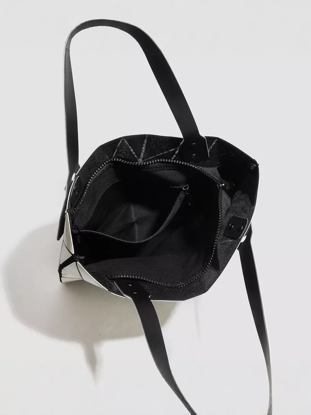 Geometric Glossy Paneled Handbag, image 2