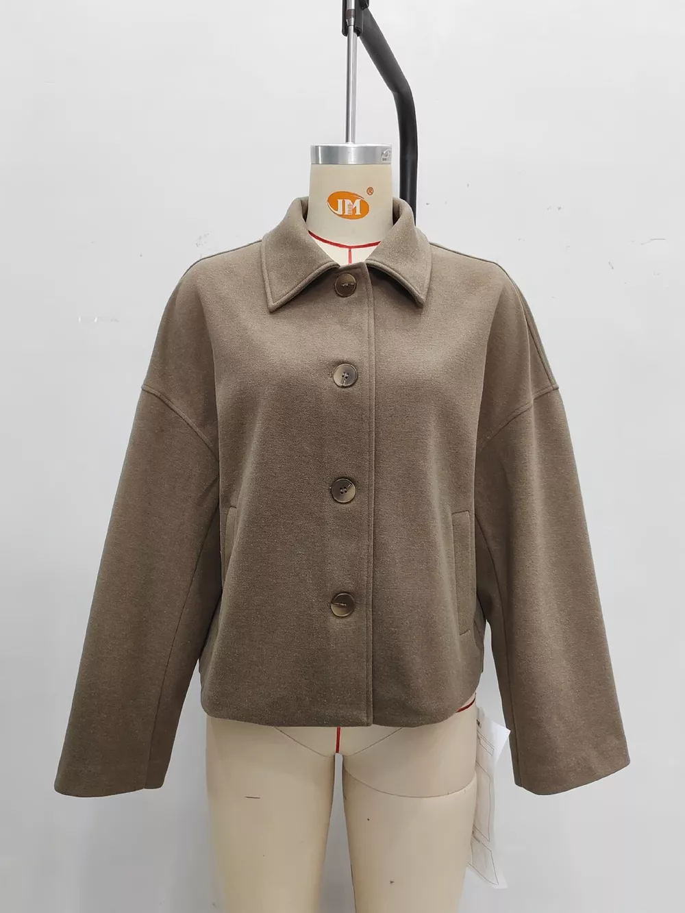 Button Up Dropped Shoulder Cropped Outerwear, image 5