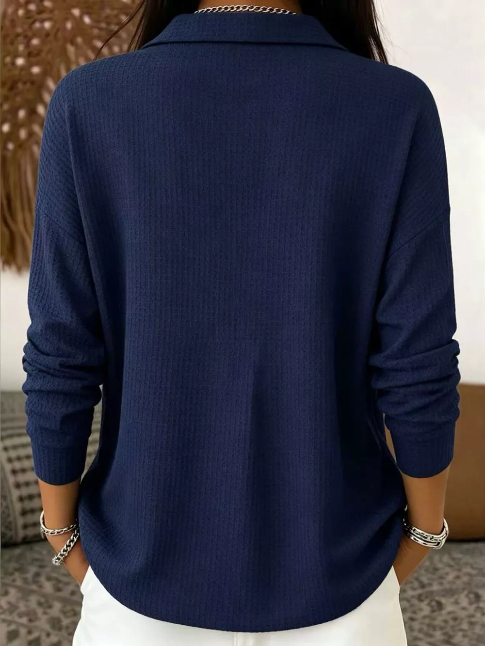 Waffle Knit Snap Down Blouse, image 10