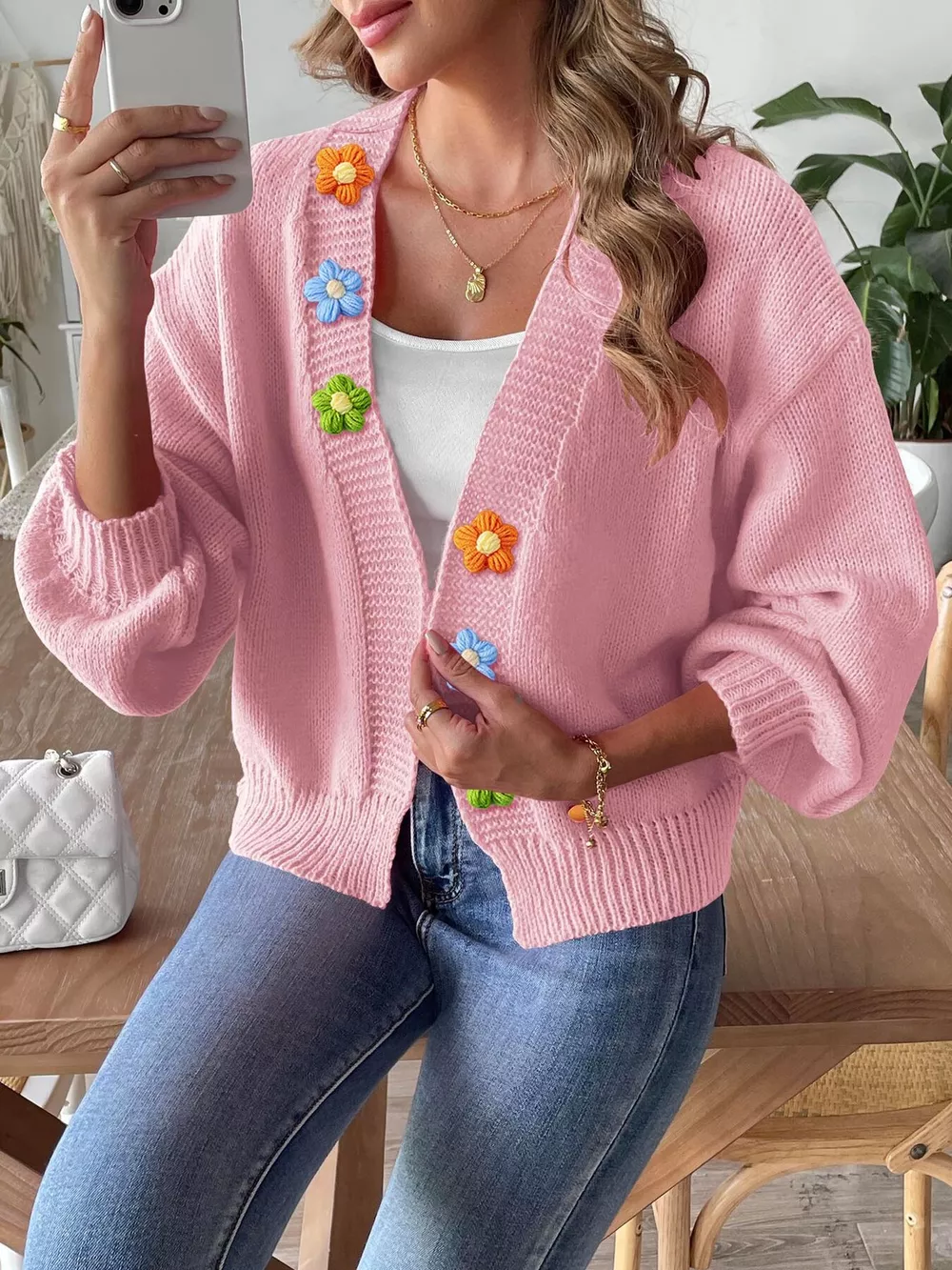 Flower Open Front Cardigan, image 9