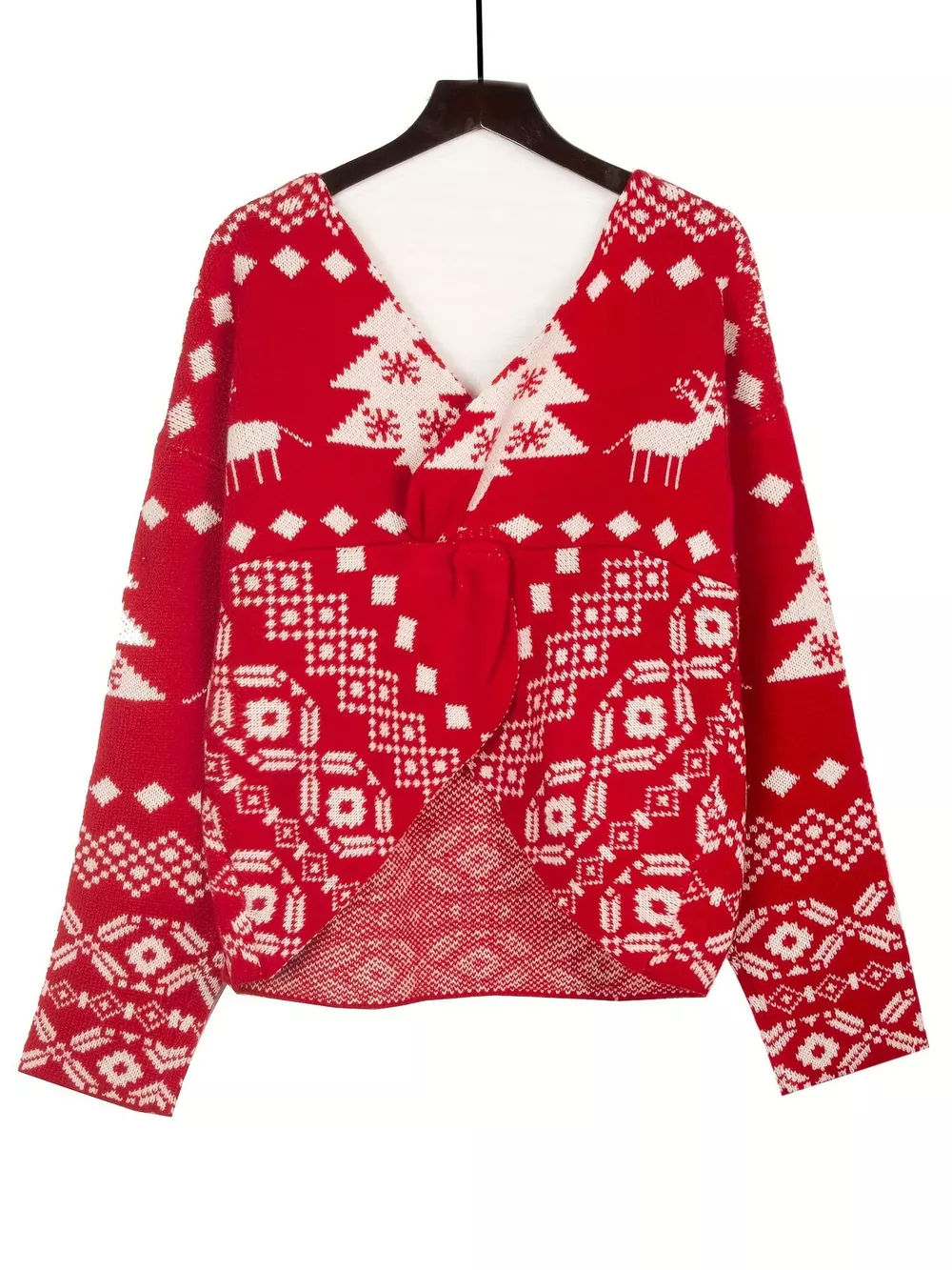 Christmas Tree Reindeer Long Sleeve Sweater, image 3