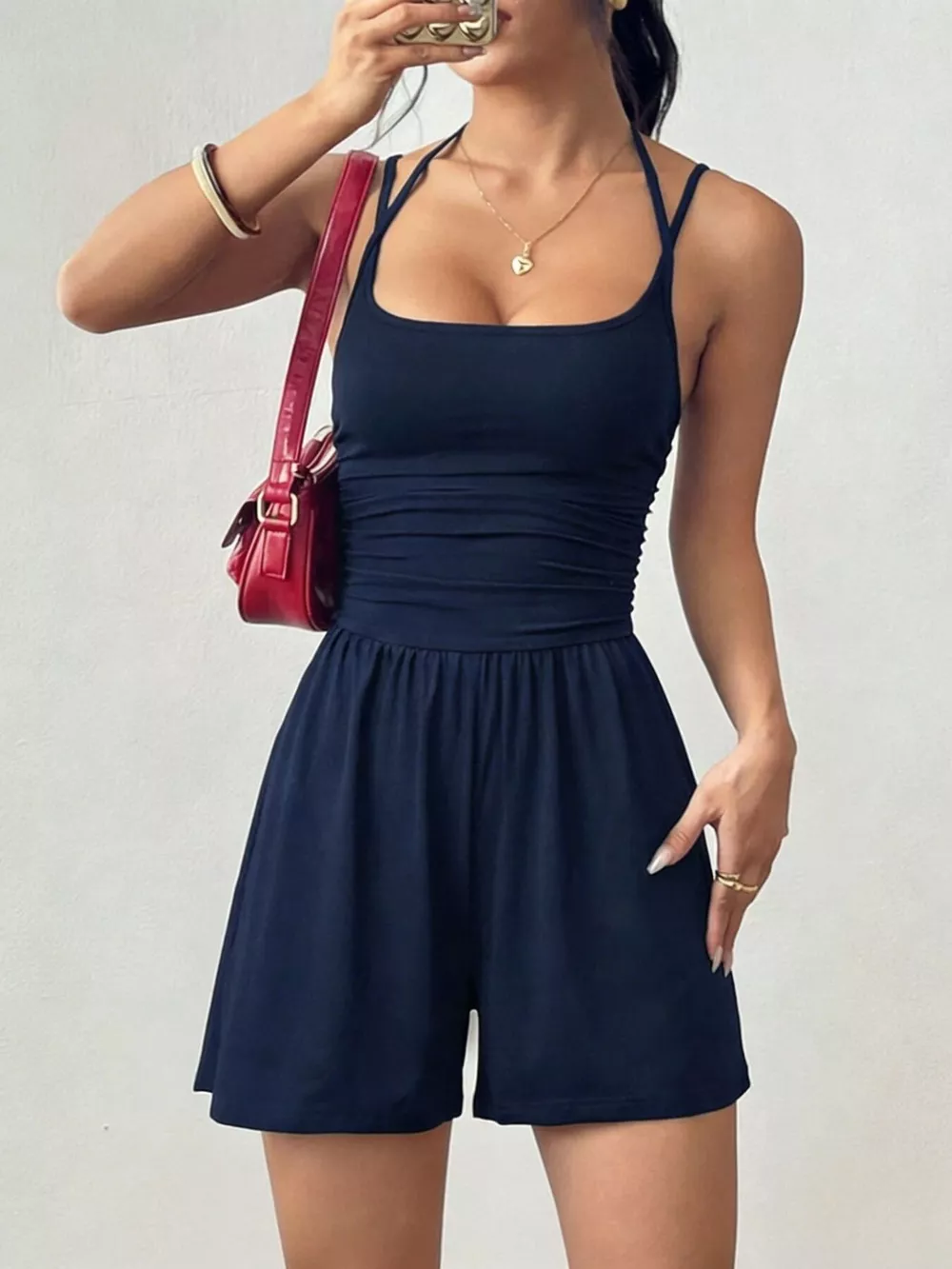 Ruched Spaghetti Strap Romper, image 24