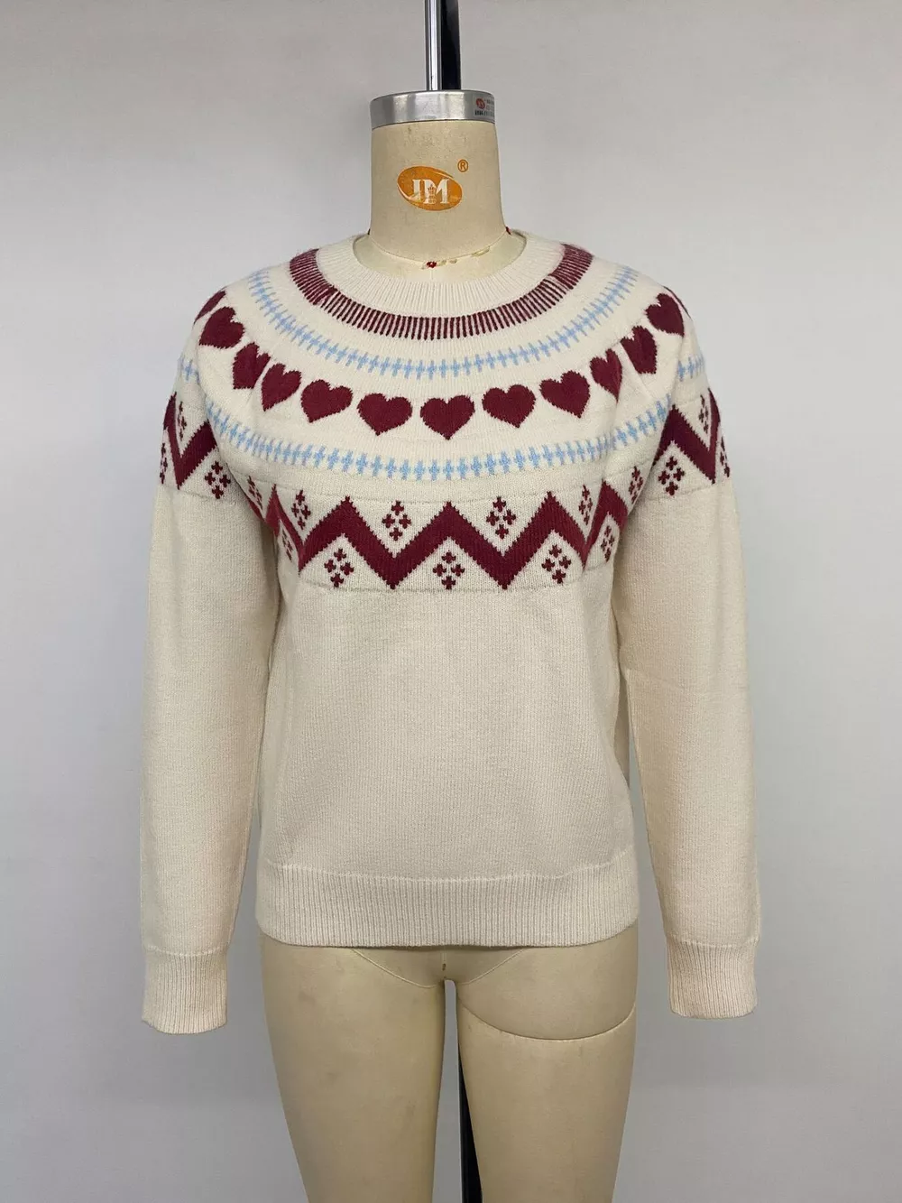 Heart-Patterned Crew Neck Sweater, image 12