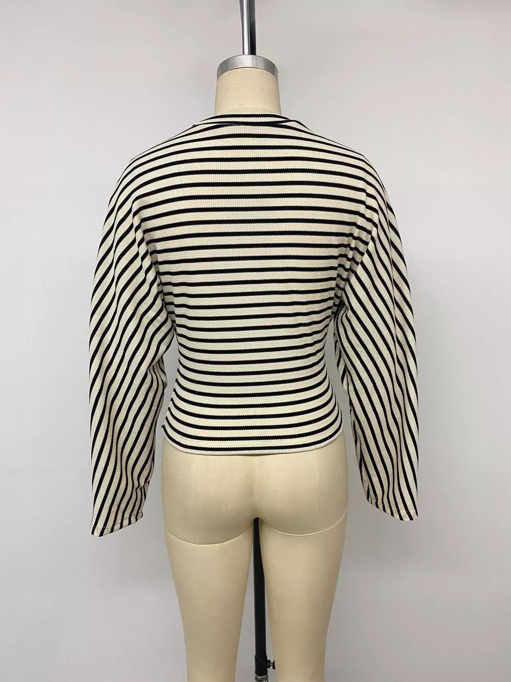 Striped Batwing Sleeve Crew Neck T-Shirt, image 13
