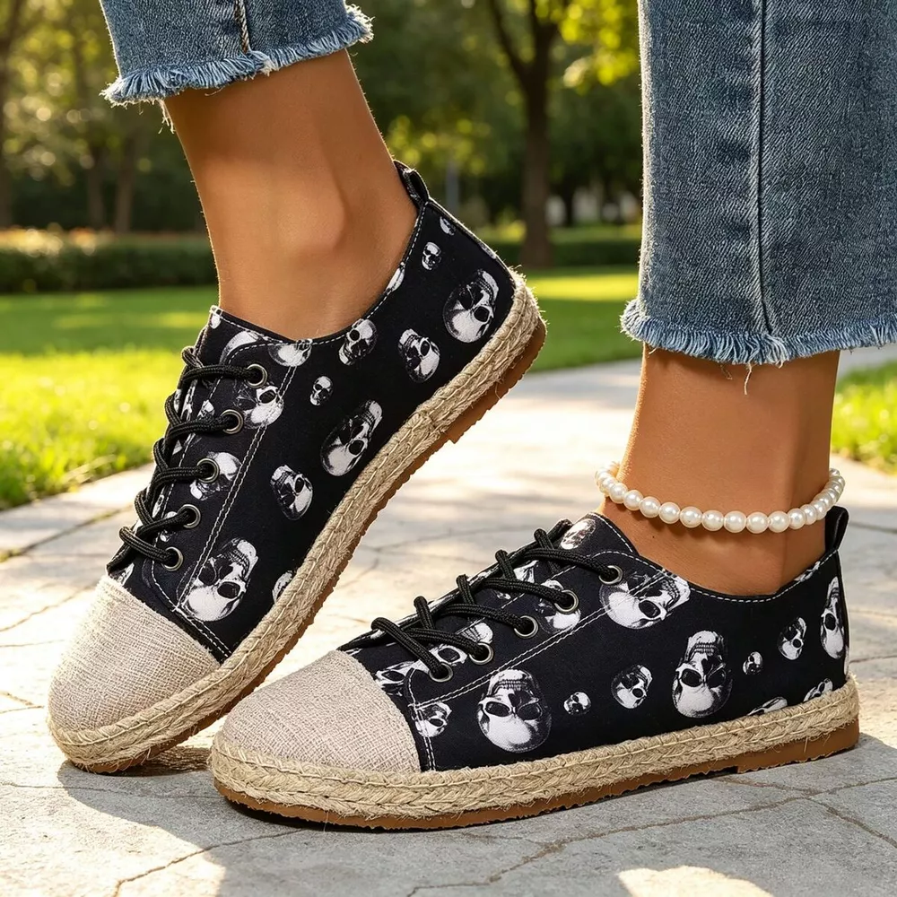 Lace-Up Flat Round-Toe Breathable Sneakers, image 4