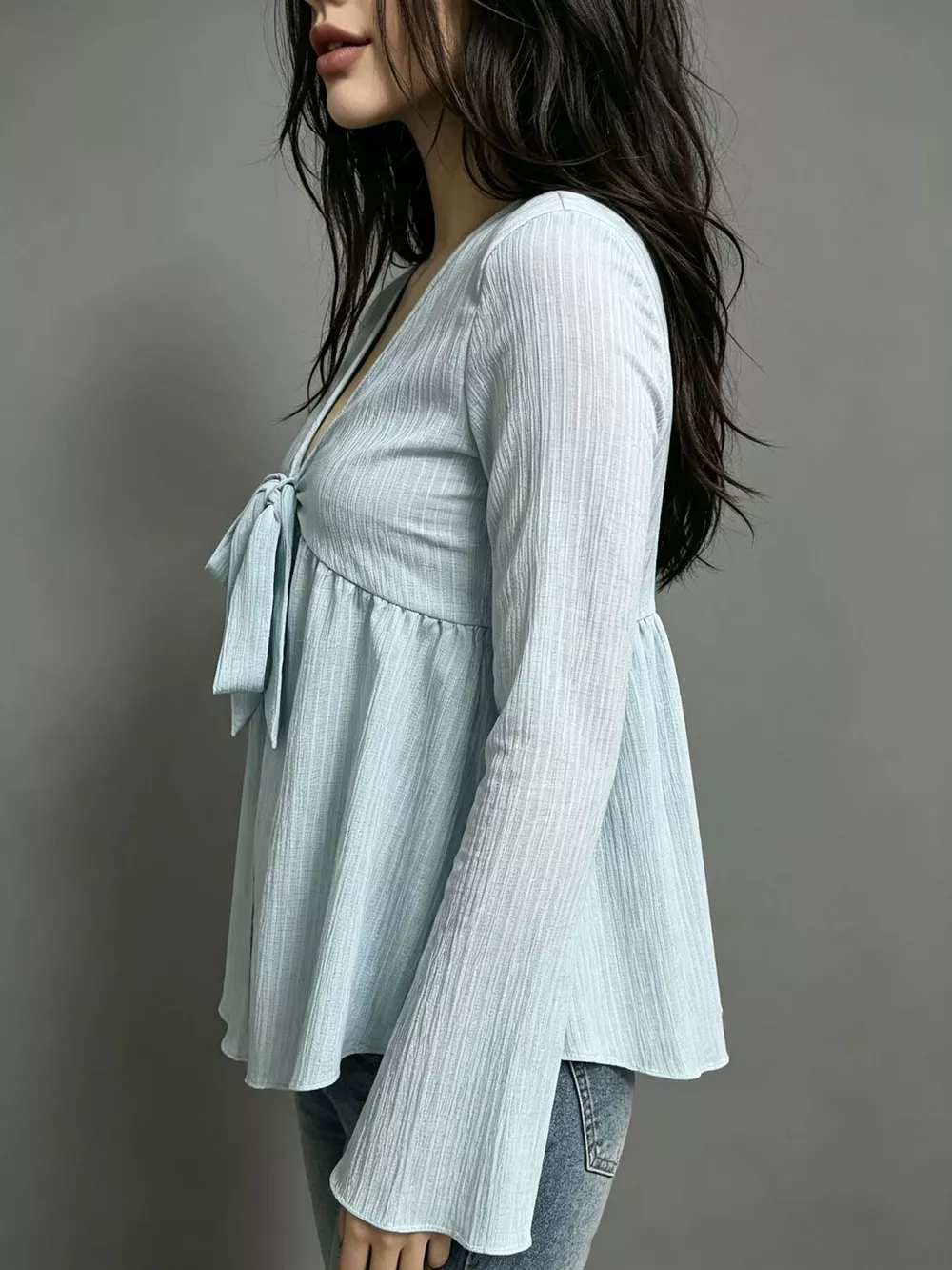 Tie-Front Flare Sleeve Blouse, image 6