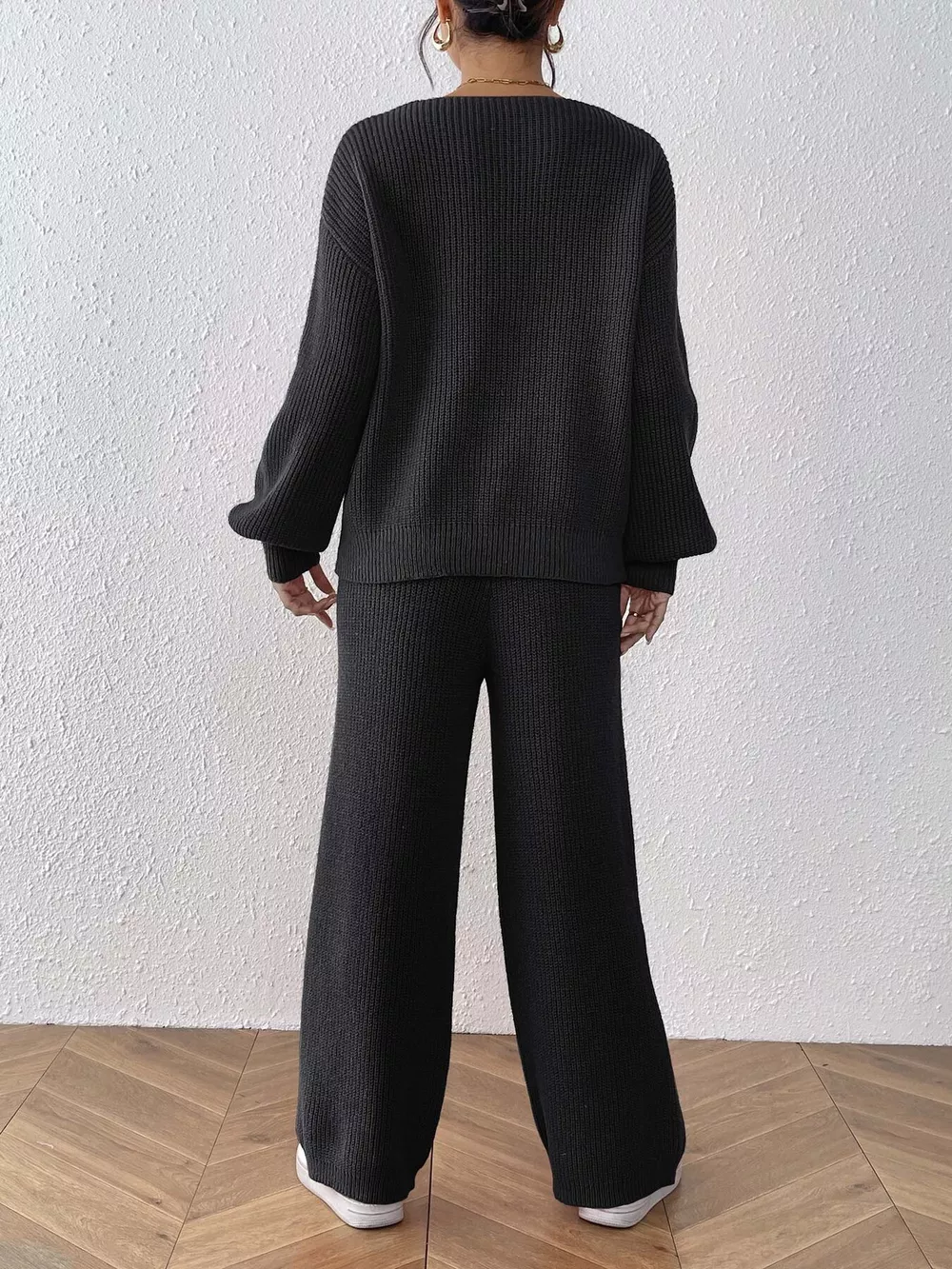 V-Neck Sweater and Pants Sweater Set, image 10