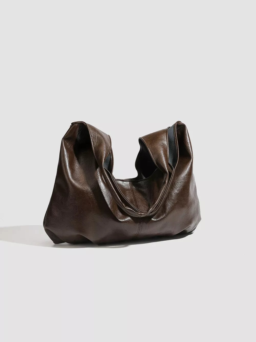 Vintage Glossy Hobo Shoulder Bag with Matching Pouch, image 3