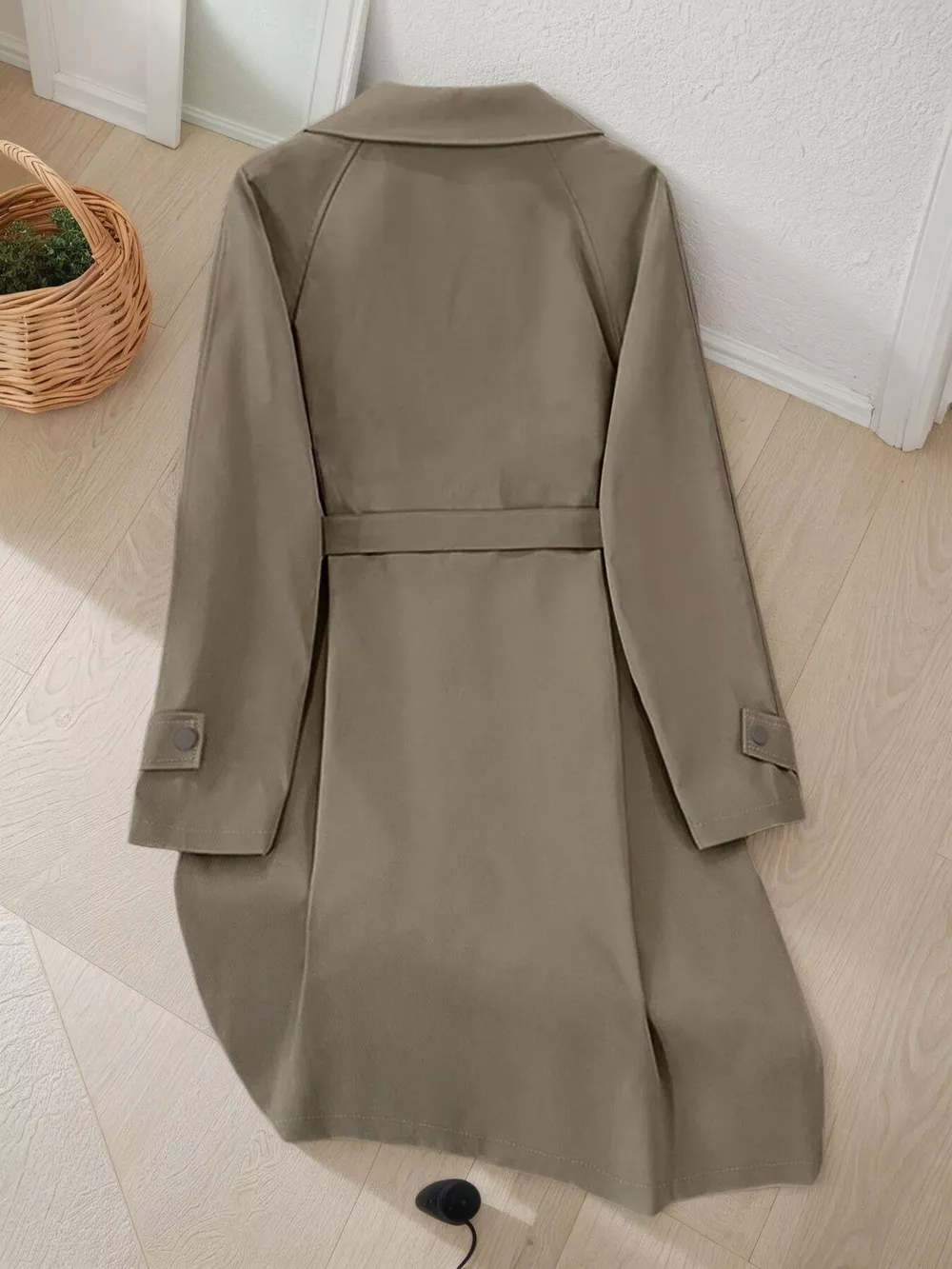 Lapel Collar Longline Trench Coat, image 12
