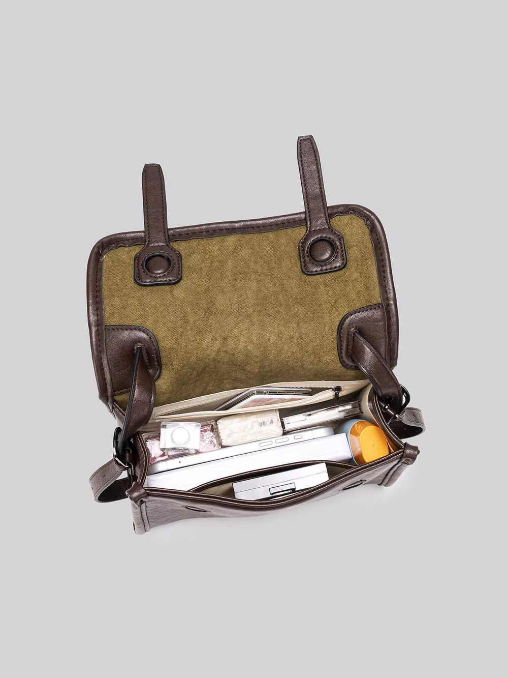 PU Leather Messenger Crossbody Bag with Flap Closure, image 10
