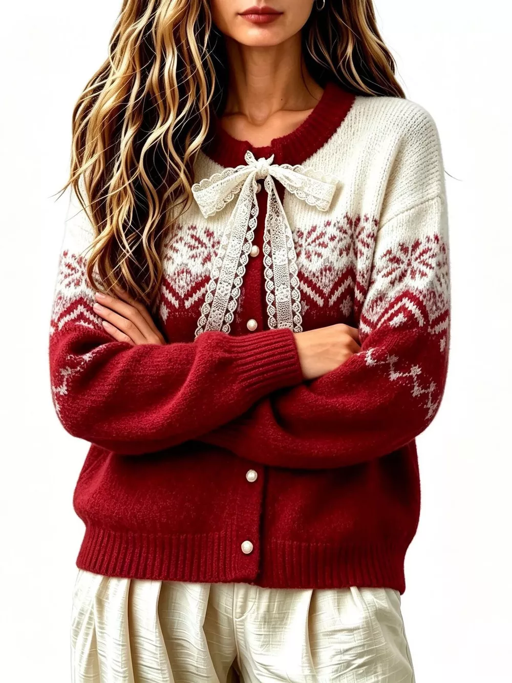 Full Size Lace Tie Button Up Cardigan Plus Size, image 8