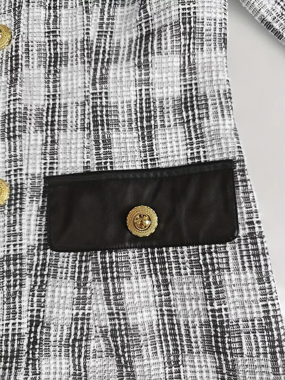 Long Sleeve Plaid Tweed Button-Down Mini Dress, image 9