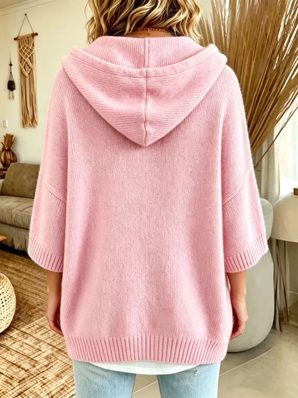 Full Size Hooded Button-Down Knit Cardigan Plus Size, image 3