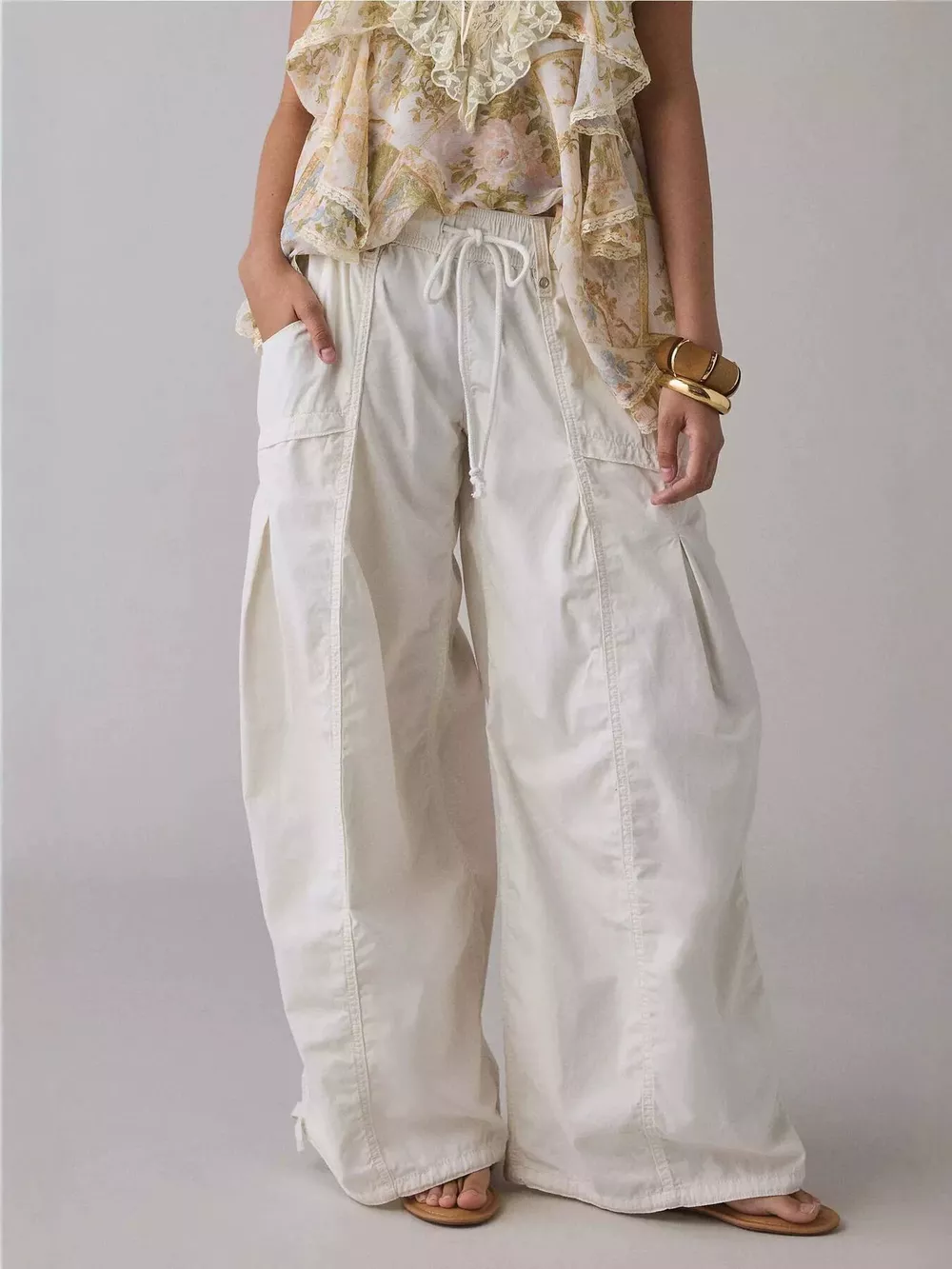 High-Waisted Cargo Wide-Leg Pants, image 4