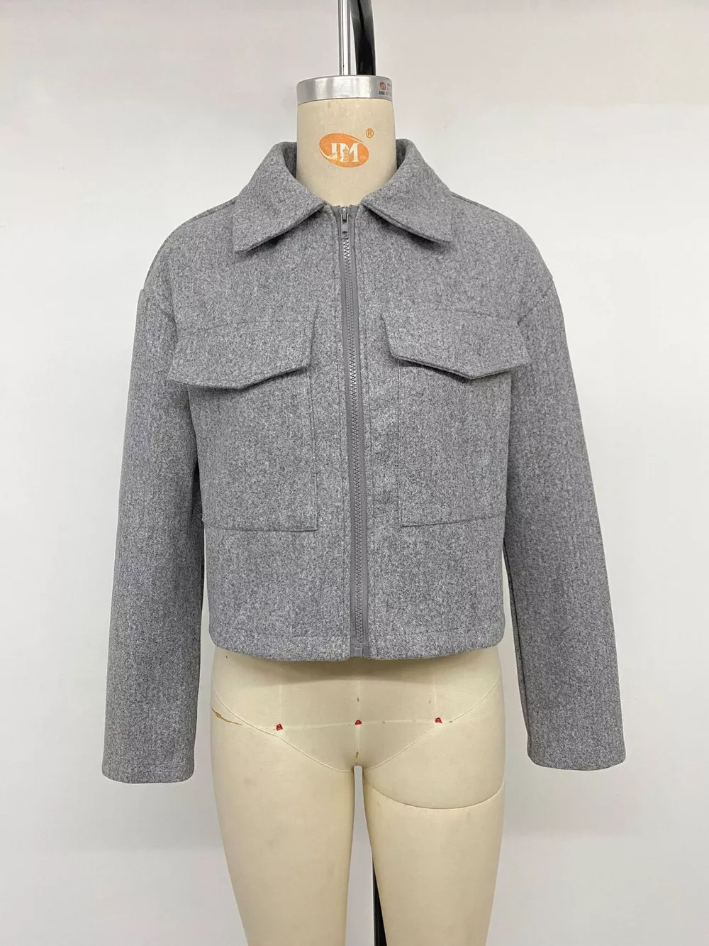 Zip Up Cropped Shacket with Flap Pockets, image 14