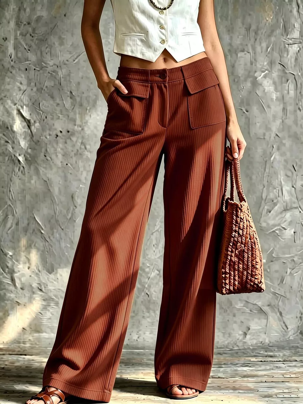 Full Size Wide-Leg Corduroy Pants Plus Size, image 8