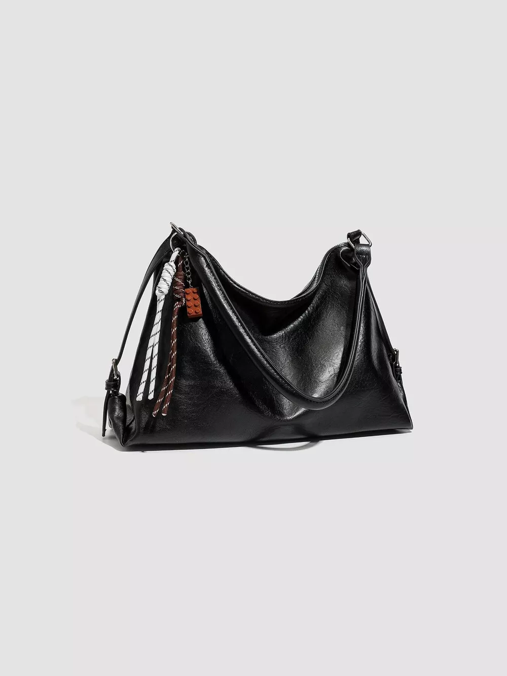 PU Leather Shoulder Bag with Decorative Charm, image 5