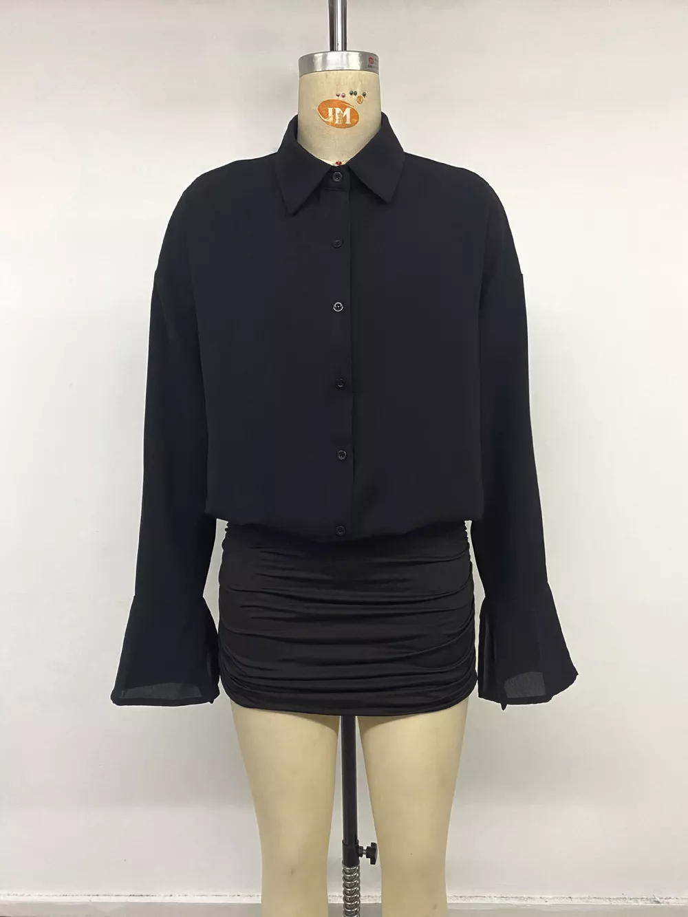 Button Front Flounce Sleeve Bodycon Shirt Dress, image 19