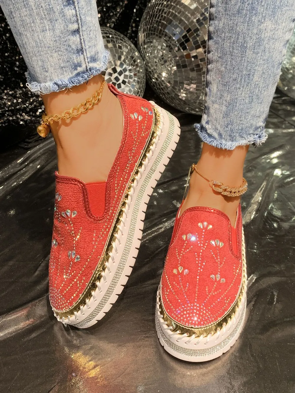Rhinestone Embellished Platform Loafers, image 13