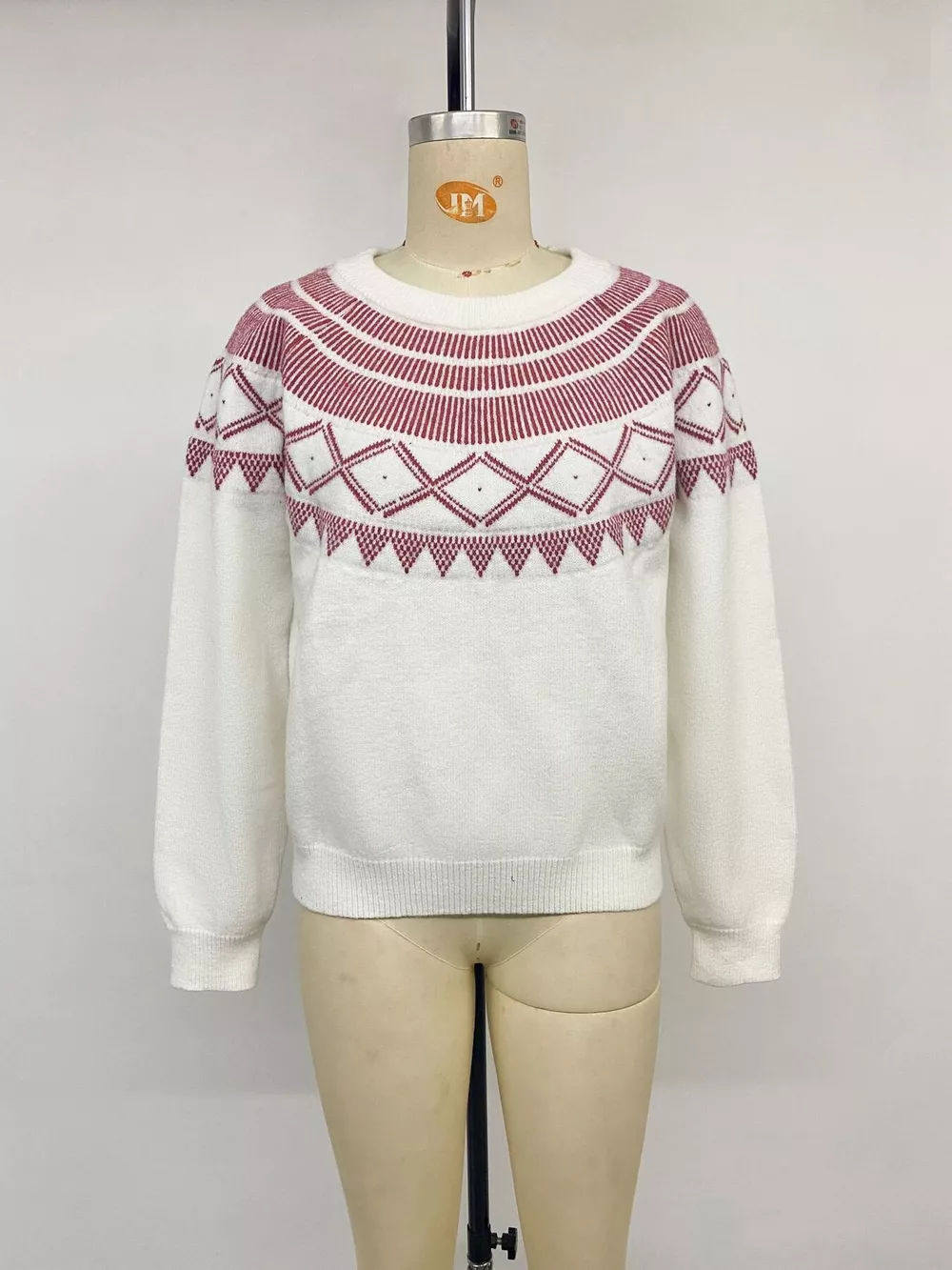 Geometric Crew Neck Knit Sweater, image 13
