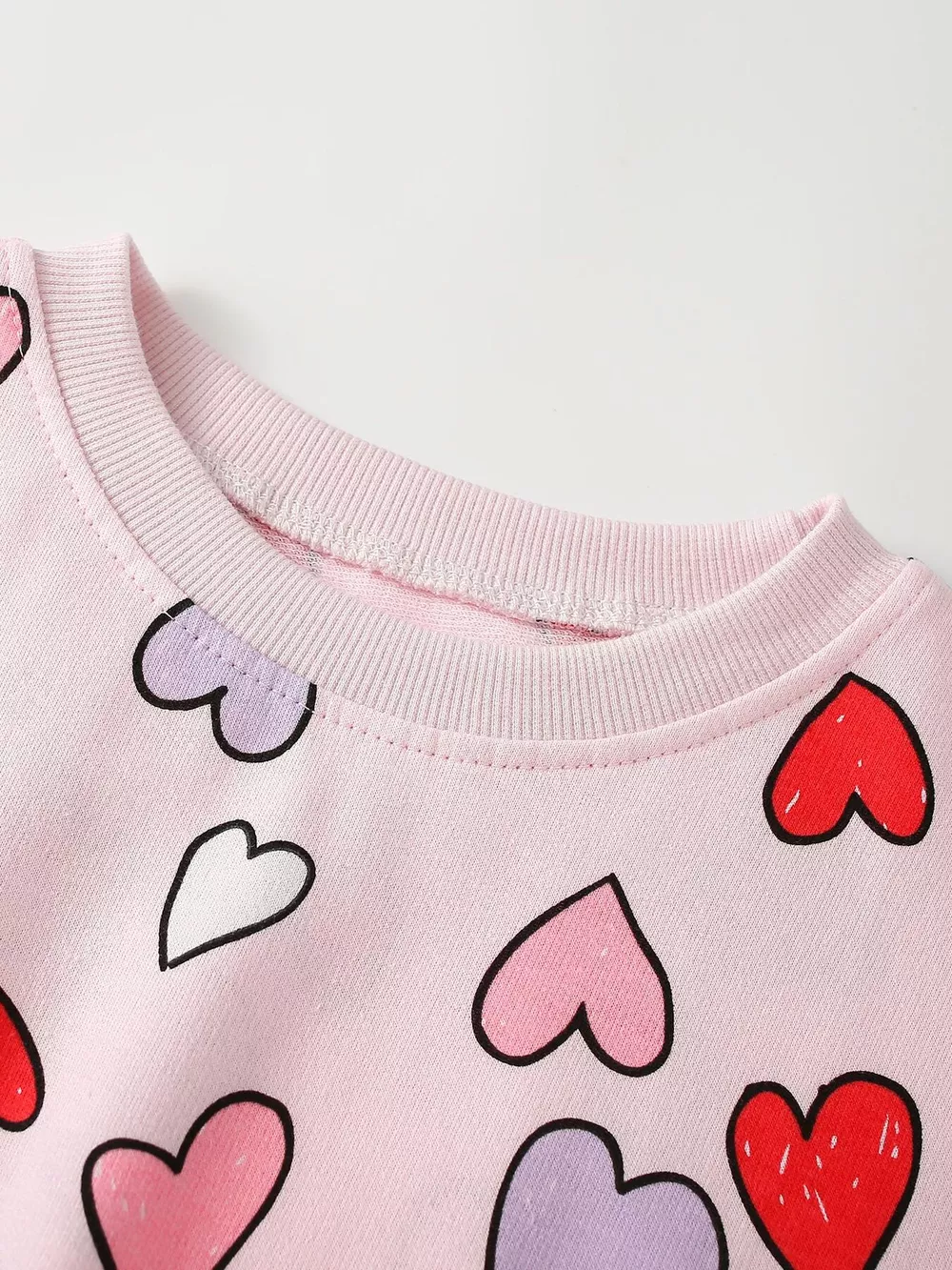 Children's Heart Print Crew Neck Sweatshirt, image 2